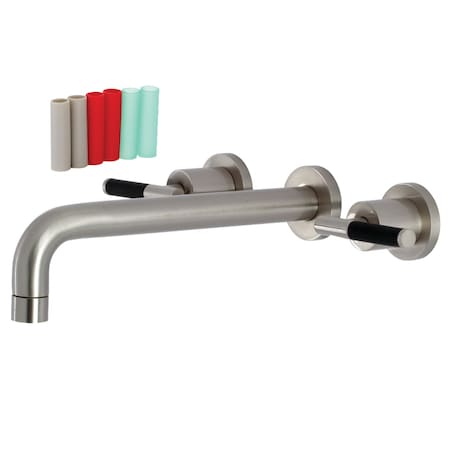 Kingston Brass KS8028CKL Two-Handle Wall Mount Tub Faucet, Brushed Nickel KS8028CKL